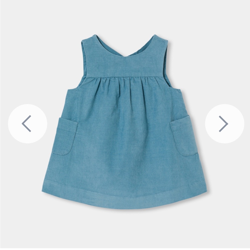 Jacadi Baby Girl velvet pinafore dress with pocket 6 Months